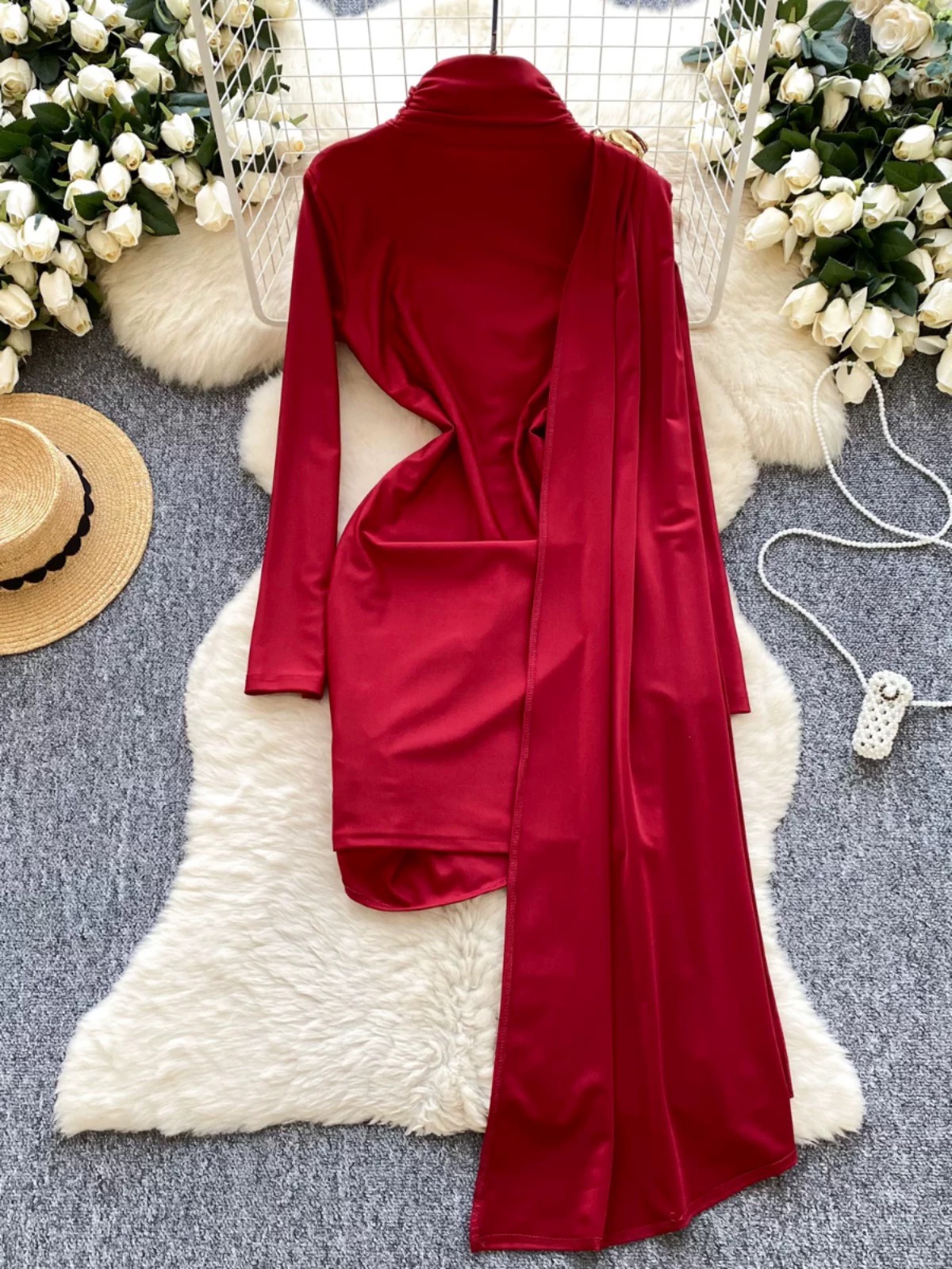 Bubble fly red carpet dress FBC477 images